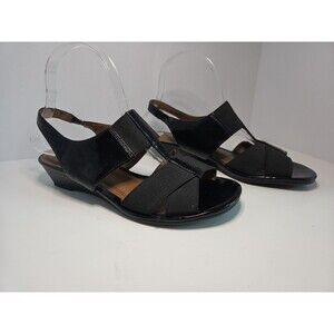 Natural Soul by Naturalizer Slingback black  kitten heel Slip On sandal Sz 7.5